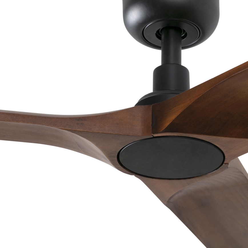FARO 33809WT - Stropni ventilator HEYWOOD L drvo/crna pr. 132 cm Wi-Fi Tuya + daljinski upravljač
