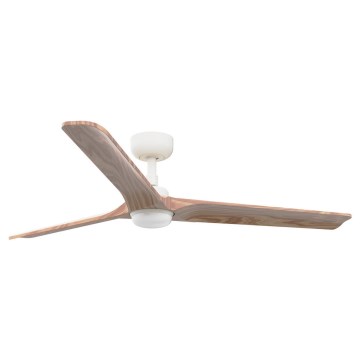 FARO 33810-1TW - LED Prigušivi stropni ventilator HEYWOOD L LED/10W/230V 2700/4000/6000K drvo/bijela pr. 132 cm + daljinski upravljač