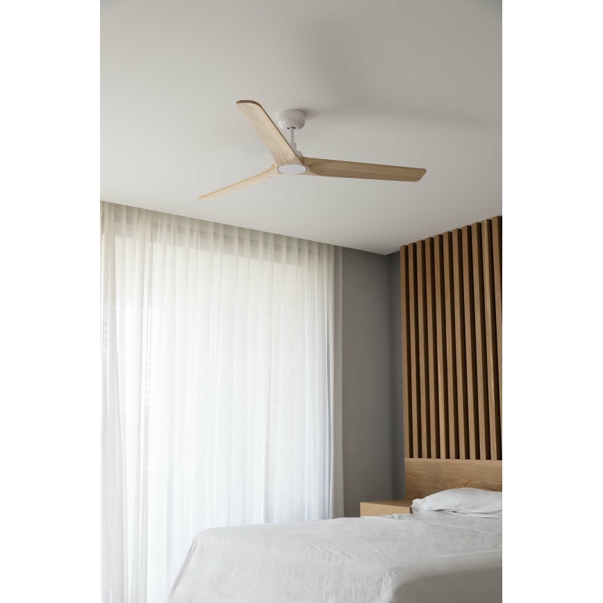 FARO 33810WT - Stropni ventilator HEYWOOD L drvo/bijela pr. 132 cm Wi-Fi Tuya + daljinski upravljač