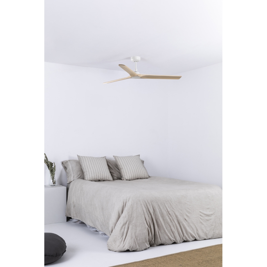 FARO 33810WT - Stropni ventilator HEYWOOD L drvo/bijela promjer 132 cm Wi-Fi Tuya + daljinski upravljač