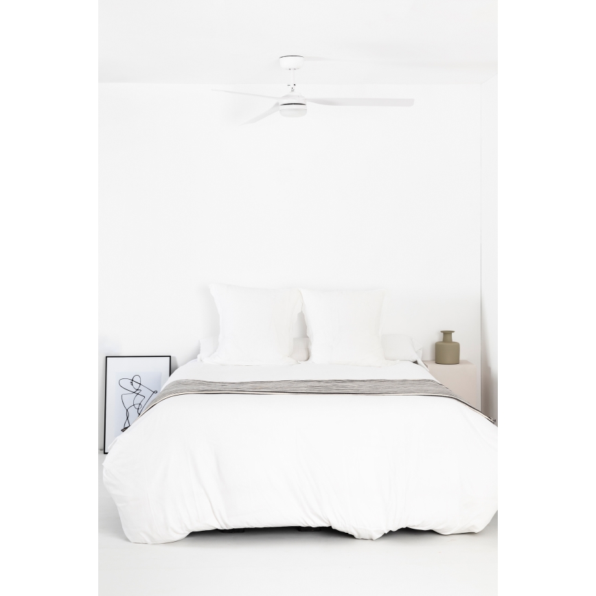 FARO 33814WT1S - LED stropni ventilator s prigušivanjem PUNT M LED/18W/230V 2700/3000/4000K prom. 132 cm bijela Wi-Fi Tuya + daljinski upravljač