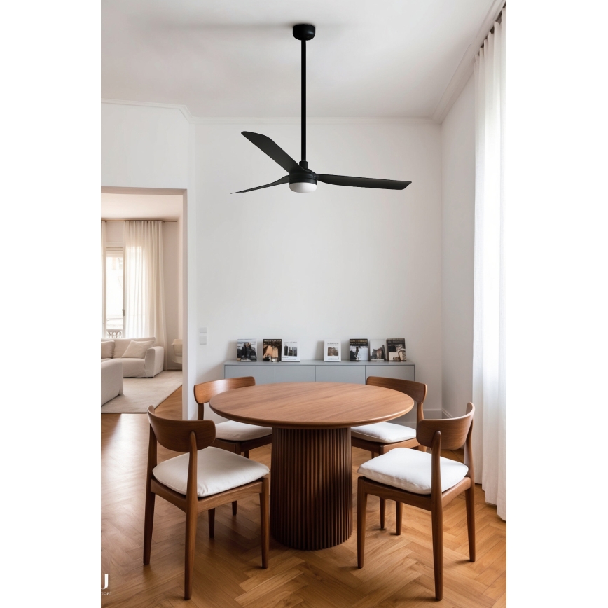 FARO 33815WT-21 - LED Prigušivi stropni ventilator PUNT M LED/18W/230V 3000/4200/6500K crna pr. 132 cm Wi-Fi Tuya + daljinski upravljač