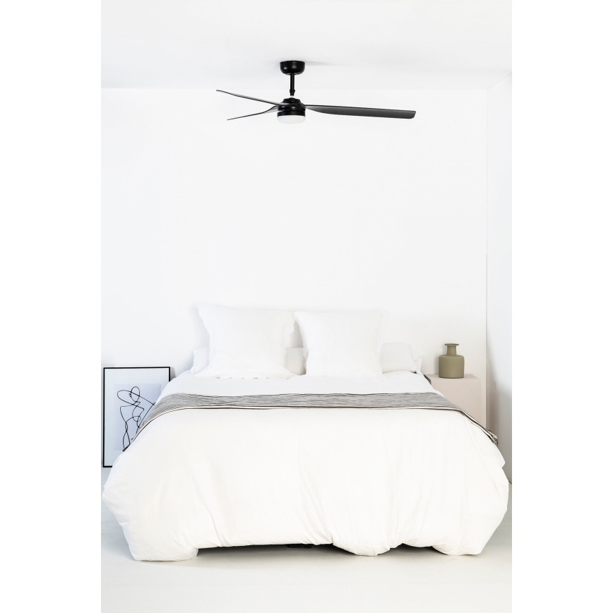 FARO 33815WT-21 - LED stropni ventilator s prigušivanjem PUNT M LED/18W/230V 2700/3000/4000K crna pr. 132 cm Wi-Fi Tuya + daljinski upravljač