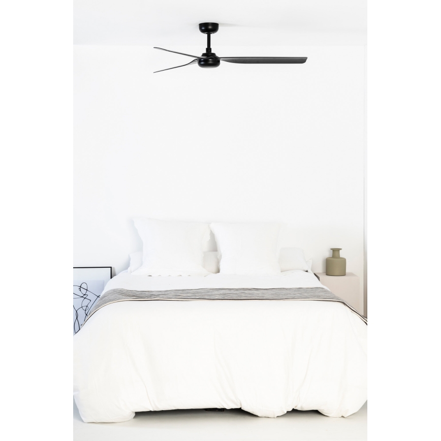 FARO 33815WT - Stropni ventilator PUNT M crna pr. 132 cm Wi-Fi Tuya + daljinski upravljač