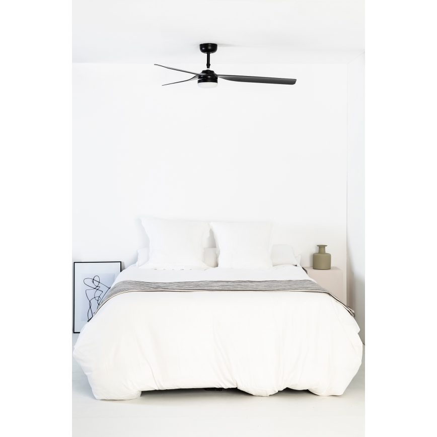 FARO 33815WT1S - LED zatemnjiv stropni ventilator PUNT M LED/18W/230V 2700/3000/4000K Ø 132 cm crna Wi-Fi Tuya + daljinski upravljač