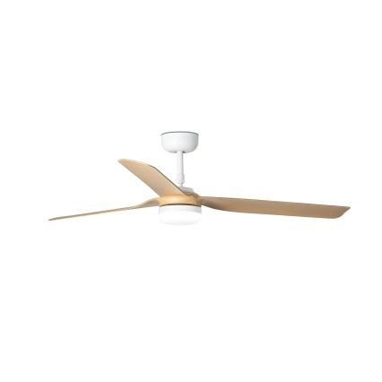 FARO 33816WT-20 - LED Prigušivi stropni ventilator PUNT M LED/18W/230V smeđa/bijela pr. 132 cm Wi-Fi Tuya + daljinski upravljač