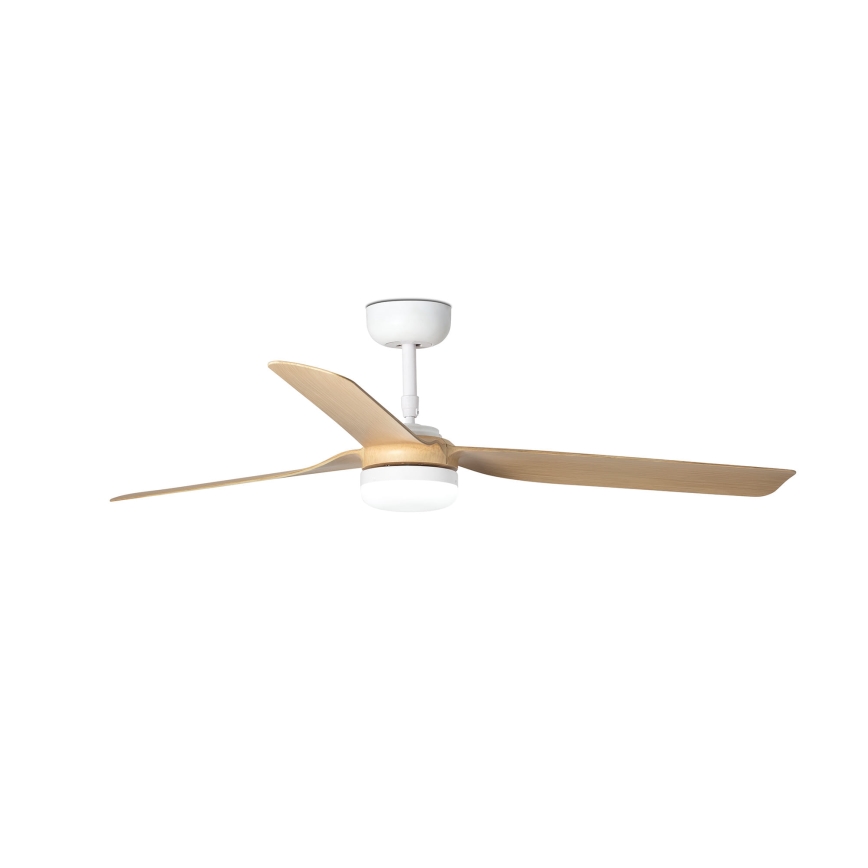 FARO 33816WT-20 - LED Prigušivi stropni ventilator PUNT M LED/18W/230V smeđa/bijela pr. 132 cm Wi-Fi Tuya + daljinski upravljač
