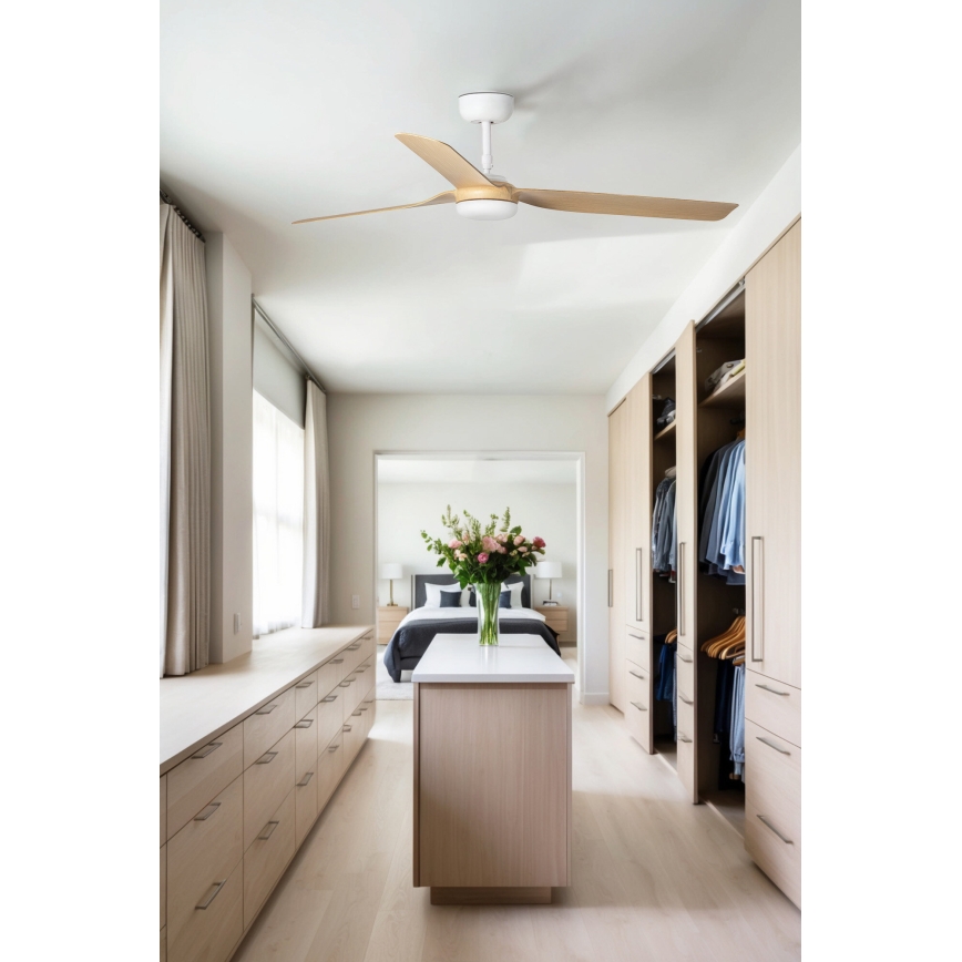 FARO 33816WT - Stropni ventilator PUNT M smeđa/bijela pr. 132 cm Wi-Fi Tuya + daljinski upravljač