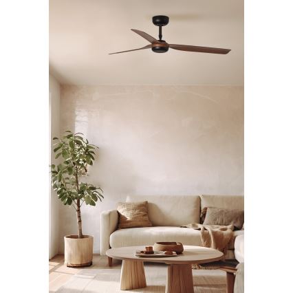 FARO 33817WT - Stropni ventilator PUNT M smeđa/crna pr. 132 cm Wi-Fi Tuya + daljinski upravljač