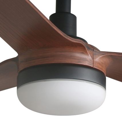FARO 33817WT1S - LED prigušivi stropni ventilator PUNT M LED/18W/230V 2700/3000/4000K Ø 132 cm smeđa/crna Wi‑Fi Tuya + daljinski upravljač