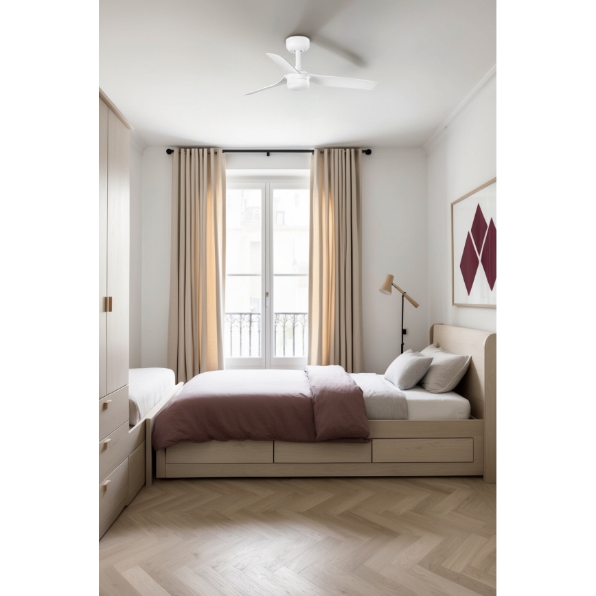 FARO 33820-1TW - LED stropni ventilator MINI PUNT s prigušivim LED-om/10W 2700/3000/4000K bijeli, promjer 90 cm + daljinski upravljač
