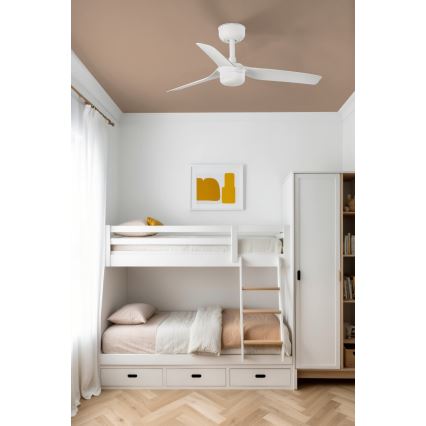 FARO 33820WT-1TW - LED Prigušivi stropni ventilator MINI PUNT S LED/10W/230V 2700/4000/6000K bijela pr. 90 cm Wi-Fi Tuya + daljinski upravljač