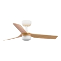 FARO 33821WT-1TW - LED Prigušivi stropni ventilator MINI PUNT S LED/10W/230V 2700/4000/6000K smeđa/bijela pr. 90 cm Wi-Fi Tuya + daljinski upravljač