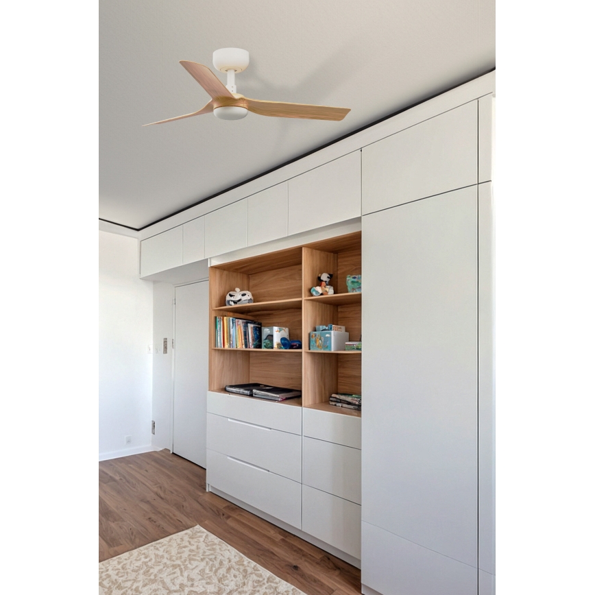 FARO 33821WT - Stropni ventilator MINI PUNT S smeđa/bijela pr. 90 cm Wi-Fi Tuya + daljinski upravljač