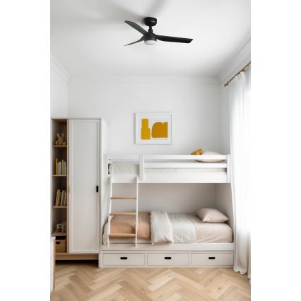 FARO 33822-1TW - LED stropni ventilator s prigušivanjem MINI PUNT S LED/10W 2700/3000/4000K crna Ø 90 cm + daljinski upravljač