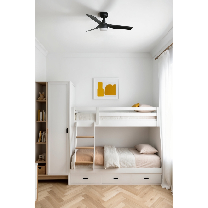FARO 33822-1TW - LED stropni ventilator s prigušivanjem MINI PUNT S LED/10W 2700/3000/4000K crna Ø 90 cm + daljinski upravljač