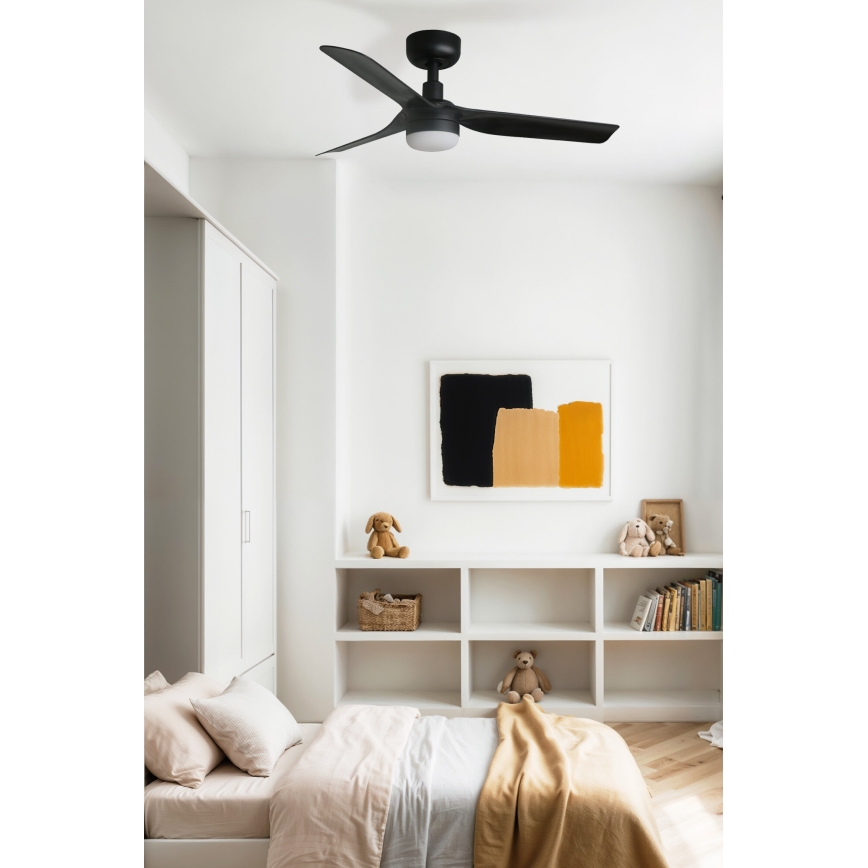 FARO 33822WT-1TW - LED Prigušivi stropni ventilator MINI PUNT S LED/10W/230V 2700/4000/6000K crna pr. 90 cm Wi-Fi Tuya + daljinski upravljač