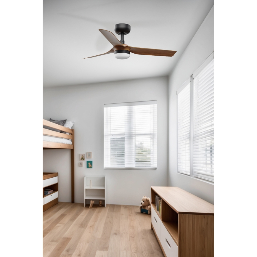 FARO 33823WT-1TW - LED Prigušivi stropni ventilator MINI PUNT S LED/10W/230V 2700/4000/6000K smeđa/crna pr. 90 cm Wi-Fi Tuya + daljinski upravljač