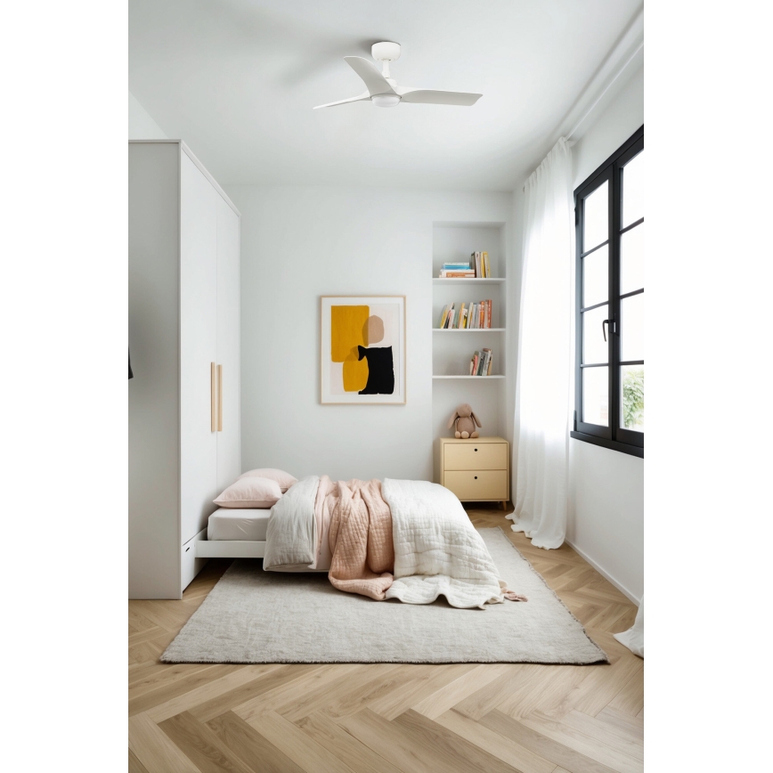 FARO 33824-1TW - LED stropni ventilator s prigušivanjem HEY S LED/10W/230V 2700/3000/4000K bijeli, promjer 90 cm + daljinski upravljač