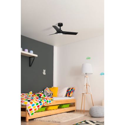 FARO 33825-1TW - LED prigušivi stropni ventilator HEY S LED/10W/230V 2700/3000/4000K crni, promjer 90 cm + daljinski upravljač