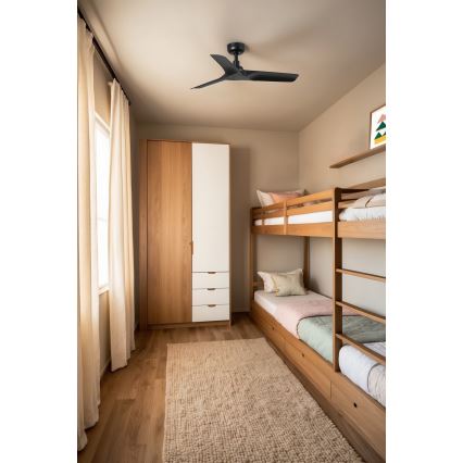 FARO 33825WT - Stropni ventilator HEY S crna pr. 90 cm Wi-Fi Tuya + daljinski upravljač