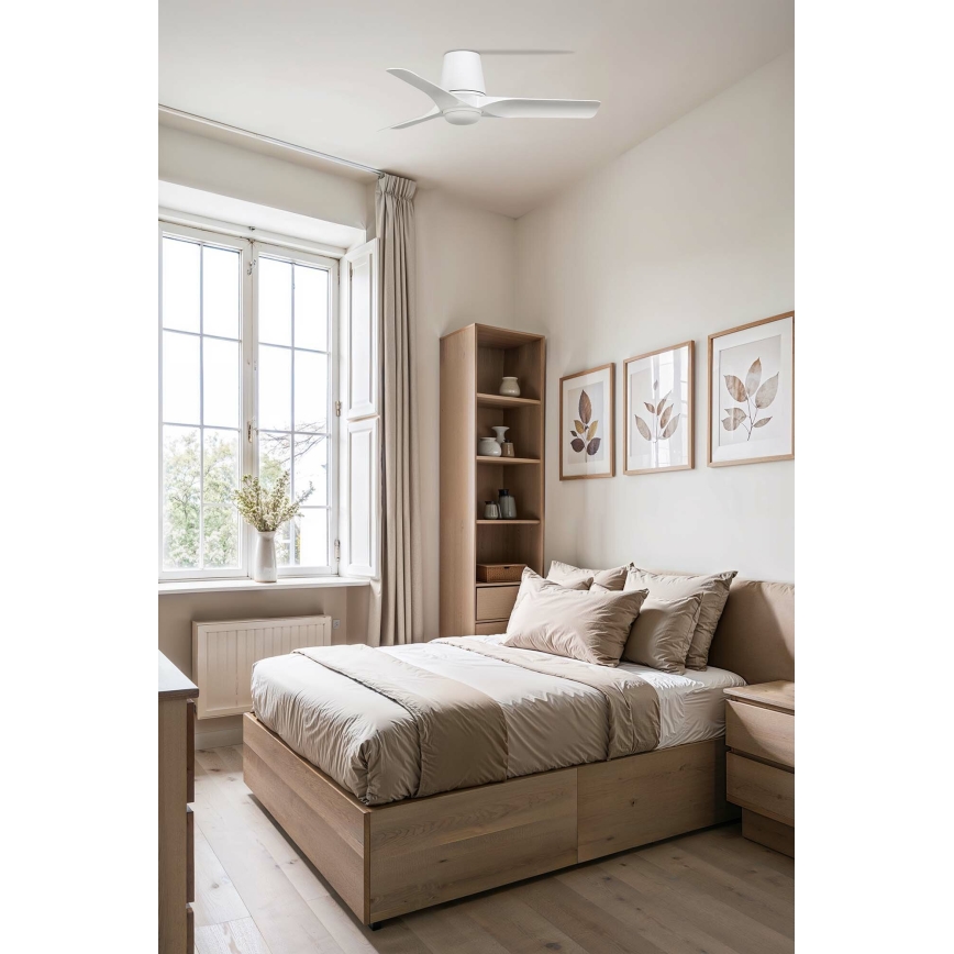 FARO 33826WT-1TW - LED stropni ventilator HEY TUB S s prigušivom LED rasvjetom/10W/230V 2700/3000/4000K bijeli prom. 90 cm Wi-Fi Tuya + daljinsko upravljanje