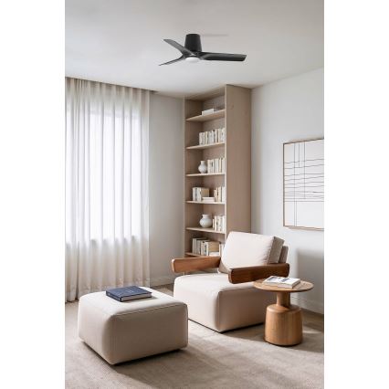 FARO 33827-1TW - LED stropni ventilator HEY TUB s mogućnošću prigušivanja/10W/230V 2700/3000/4000K, crne boje, pr. 90 cm + daljinski upravljač