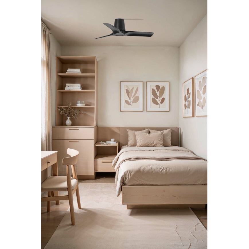 FARO 33827WT - Stropni ventilator HEY TUB S crna pr. 90 cm Wi-Fi Tuya + daljinski upravljač