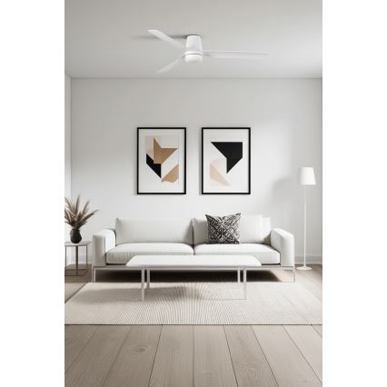 FARO 33828-1TW - LED Prigušivi stropni ventilator PUNT TUB M LED/18W/230V 3000/4200/6500K pr. 130 cm bijela + daljinski upravljač