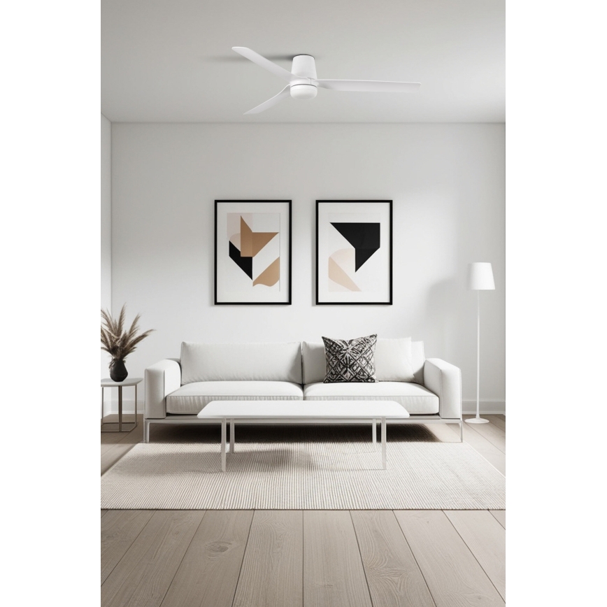 FARO 33828-1TW - LED stropni ventilator s prigušivanjem PUNT TUB M LED/18W/230V 2700/3000/4000K Ø 130 cm bijela + daljinski upravljač