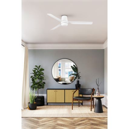 FARO 33828WT1S - LED stropni ventilator s prigušivanjem PUNT TUB M LED/18W/230V 2700/3000/4000K promjer 132 cm bijela Wi-Fi Tuya + daljinski upravljač