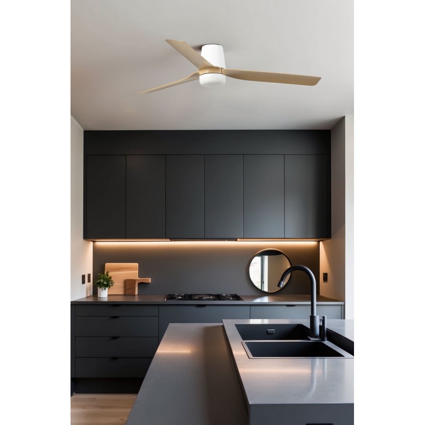 FARO 33829-1TW - LED prigušivi stropni ventilator PUNT TUB M LED/18W/230V 2700/3000/4000K Ø 130 cm bijela/smeđa + daljinski upravljač