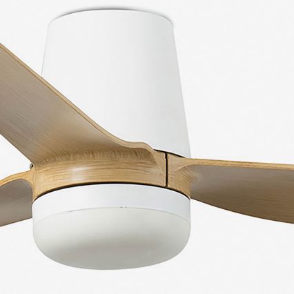 FARO 33829-1TW - LED prigušivi stropni ventilator PUNT TUB M LED/18W/230V 2700/3000/4000K Ø 130 cm bijela/smeđa + daljinski upravljač