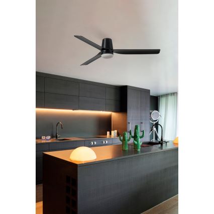 FARO 33829-1TW - LED prigušivi stropni ventilator PUNT TUB M LED/18W/230V 2700/3000/4000K Ø 130 cm bijela/smeđa + daljinski upravljač