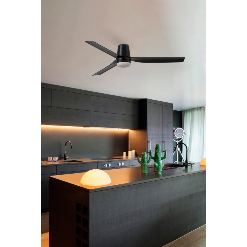 FARO 33829-1TW - LED prigušivi stropni ventilator PUNT TUB M LED/18W/230V 2700/3000/4000K Ø 130 cm bijela/smeđa + daljinski upravljač
