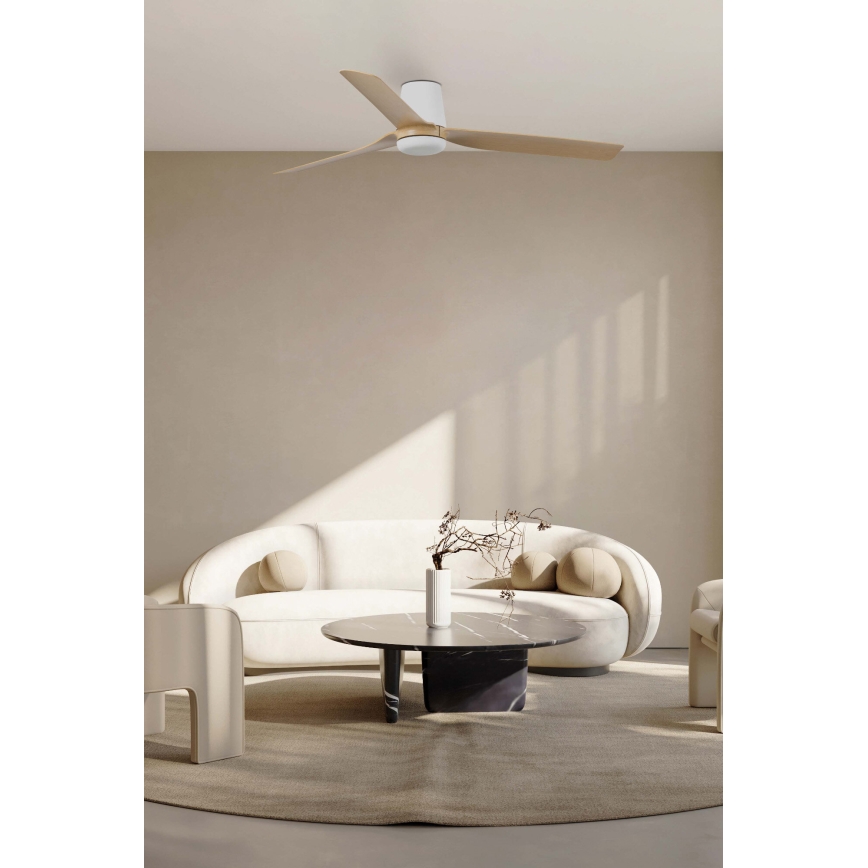 FARO 33829 - Stropni ventilator PUNT TUB M smeđa/bijela pr. 130 cm + daljinski upravljač