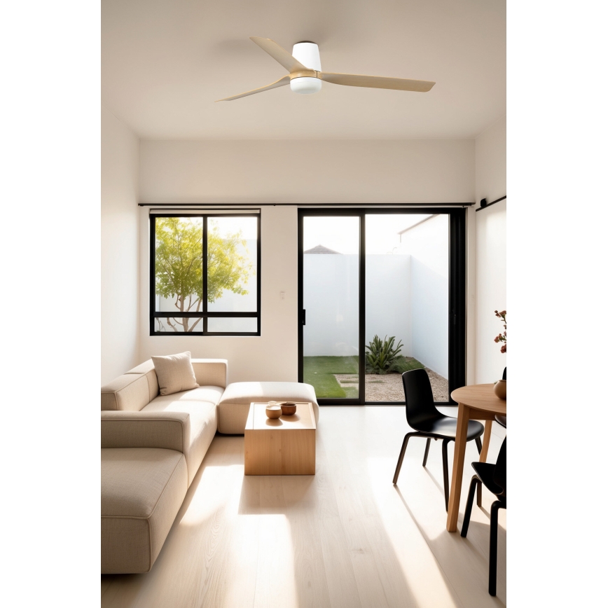 FARO 33829WT-1TW - LED Prigušivi stropni ventilator PUNT TUB M LED/18W/230V 3000/4200/6500K smeđa/bijela pr. 132 cm Wi-Fi Tuya + daljinski upravljač