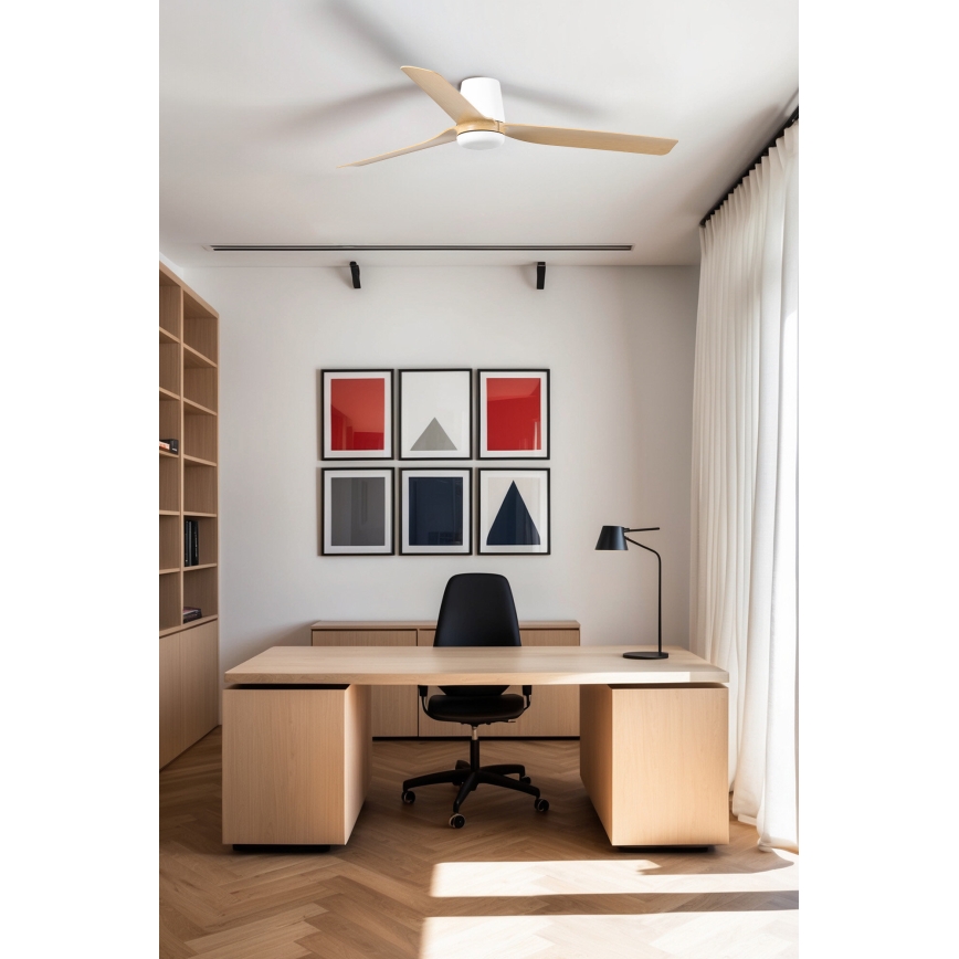 FARO 33829WT - Stropni ventilator PUNT TUB M smeđa/bijela pr. 132 cm Wi-Fi Tuya + daljinski upravljač