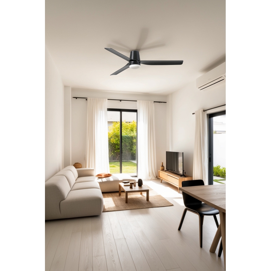 FARO 33830-1TW - LED Prigušivi stropni ventilator PUNT TUB M LED/18W/230V 3000/4200/6500K pr. 130 cm crna + daljinski upravljač