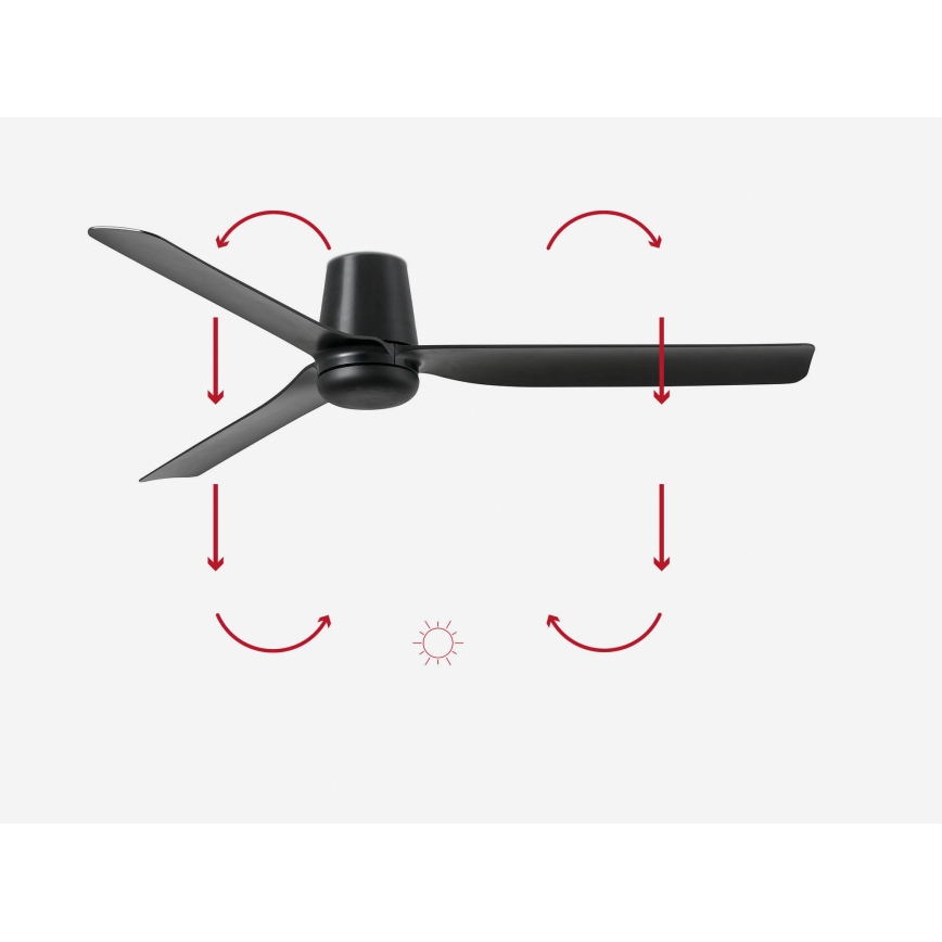 FARO 33830 - Stropni ventilator PUNT TUB M crna pr. 130 cm + daljinski upravljač