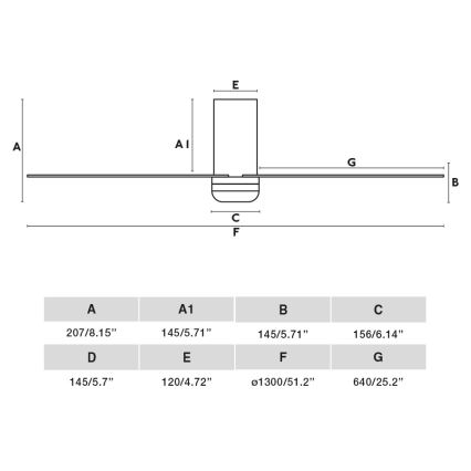 FARO 33830 - Stropni ventilator PUNT TUB M crna pr. 130 cm + daljinski upravljač