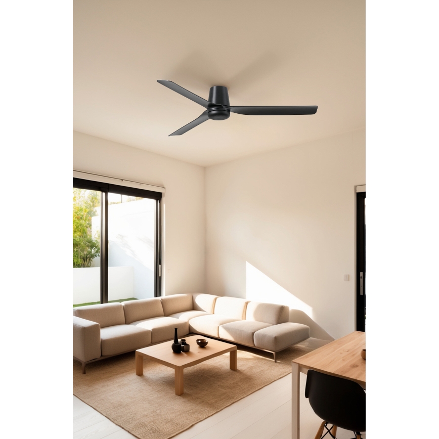 FARO 33830WT - Stropni ventilator PUNT TUB M crna pr. 132 cm Wi-Fi Tuya + daljinski upravljač