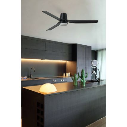 FARO 33830WT1S - LED stropni ventilator PUNT TUB M, s prigušivanjem, LED 18W/230V, 2700/3000/4000K, promjer 132 cm, crni, Wi‑Fi Tuya + daljinski upravljač