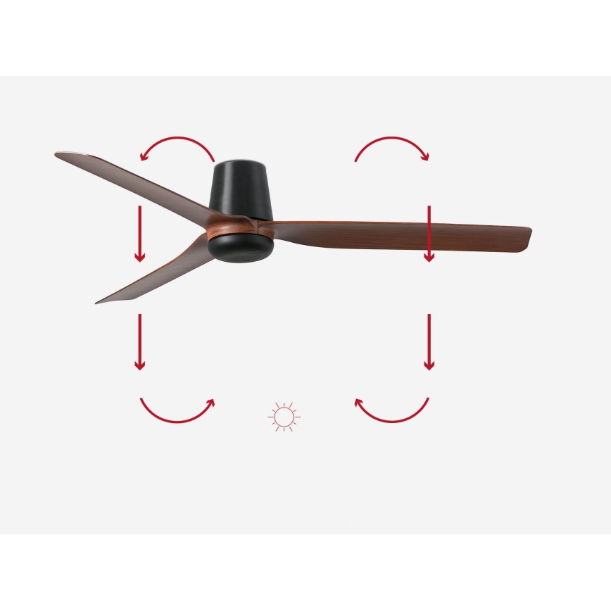 FARO 33831 - Stropni ventilator PUNT TUB M smeđa/crna pr. 130 cm + daljinski upravljač