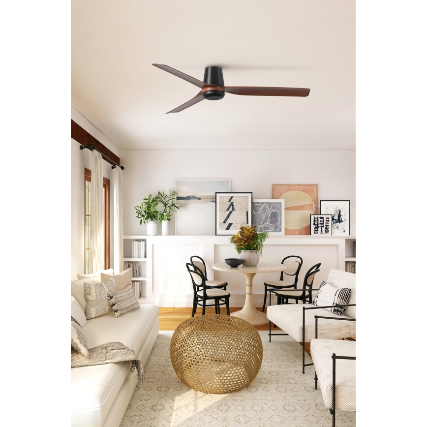 FARO 33831WT - Stropni ventilator PUNT TUB M smeđa/crna pr. 132 cm Wi-Fi Tuya + daljinski upravljač