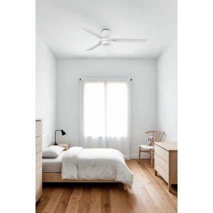 FARO 33832WT-1TW - LED Prigušivi stropni ventilator MINI PUNT TUB S LED/10W/230V 2700/4000/6000K bijela pr. 90 cm Wi-Fi Tuya + daljinski upravljač