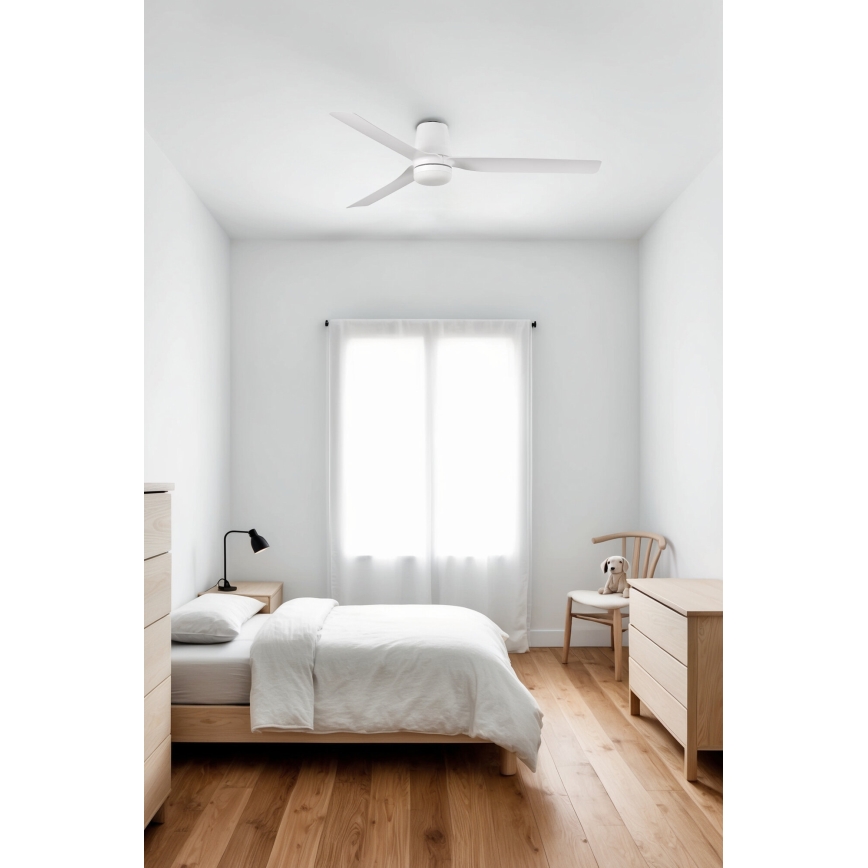 FARO 33832WT-1TW - LED Prigušivi stropni ventilator MINI PUNT TUB S LED/10W/230V 2700/4000/6000K bijela pr. 90 cm Wi-Fi Tuya + daljinski upravljač