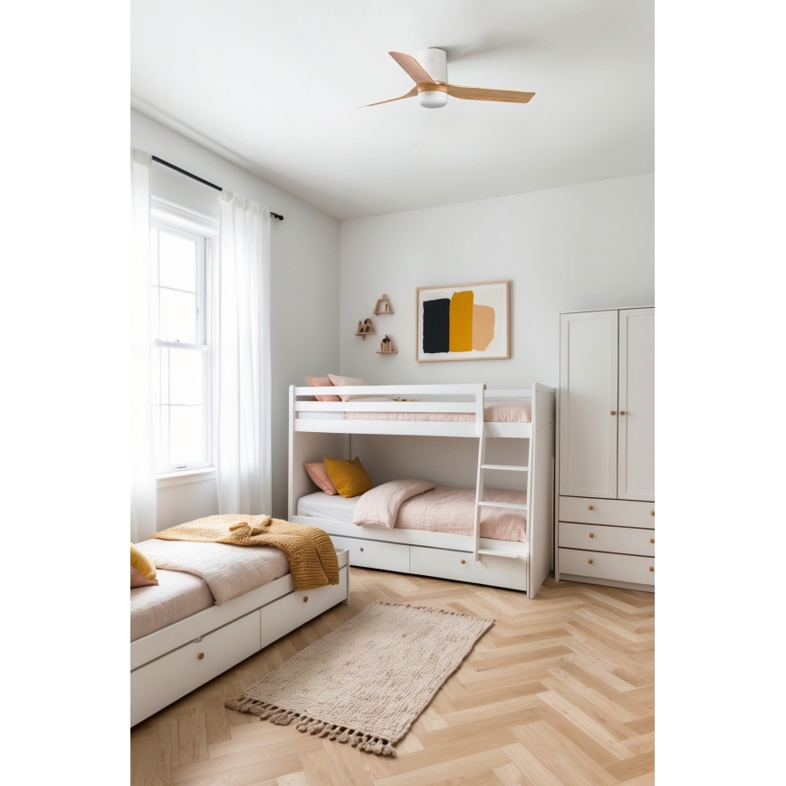 FARO 33833-1TW - LED Prigušivi stropni ventilator MINI PUNT TUB S LED/10W/230V 2700/4000/6000K pr. 90 cm smeđa/bijela + daljinski upravljač