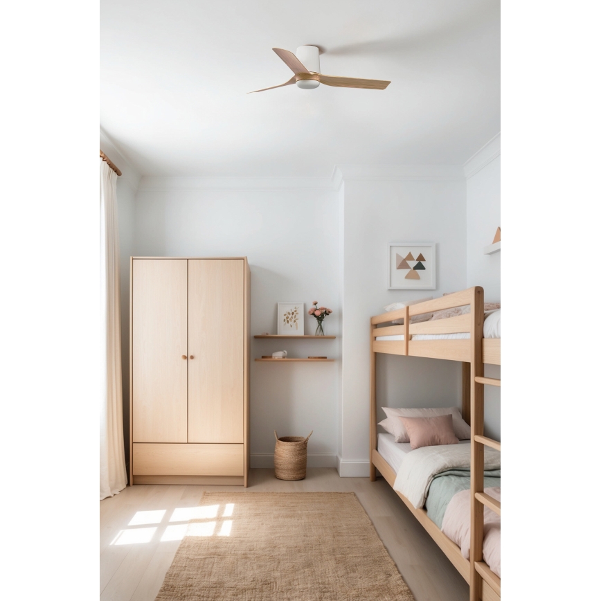 FARO 33833 - Stropni ventilator MINI PUNT TUB S smeđa/bijela pr. 90 cm + daljinski upravljač