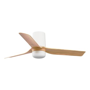 FARO 33833WT-1TW - LED Prigušivi stropni ventilator MINI PUNT TUB S LED/10W/230V 2700/4000/6000K smeđa/bijela pr. 90 cm Wi-Fi Tuya + daljinski upravljač